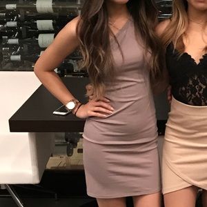 One Shoulder Mauve Mini Bodycon Dress